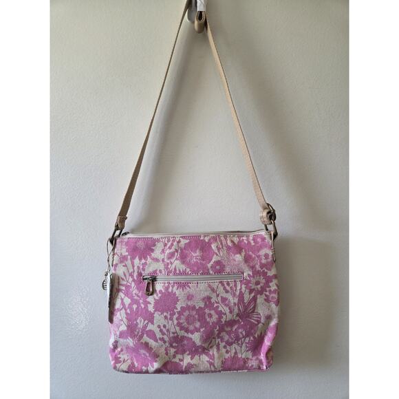 Sakroots Artist Circle Linen Uncoated Canvas Zipper Top Crossbody Rose in Bloom - Picture 4 of 12